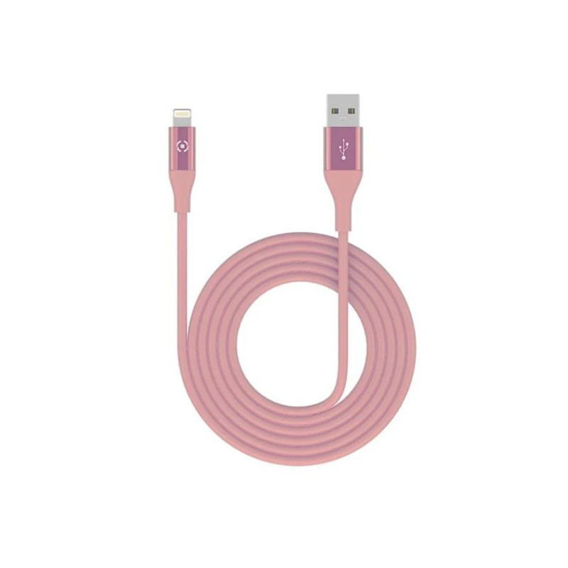Celly Mfi USB-A 2.4 to Lightning 3m Cable 12W - Pink - كابل